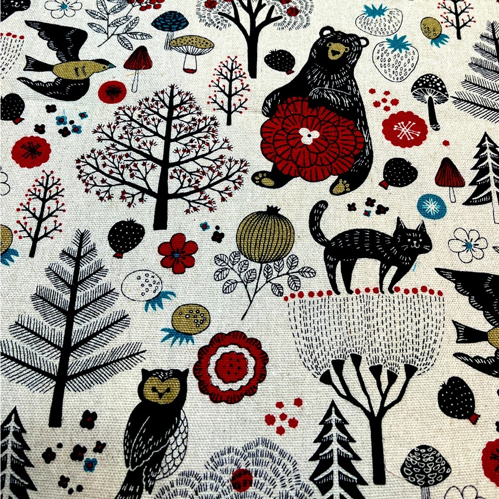 Cotton Linen Canvas Fabric, Bear & Friends, Cosmo Textiles Japan, Pillows,